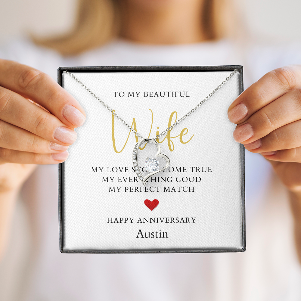 Personalized Anniversary-To My Beautiful Wife- Forever Love Necklace