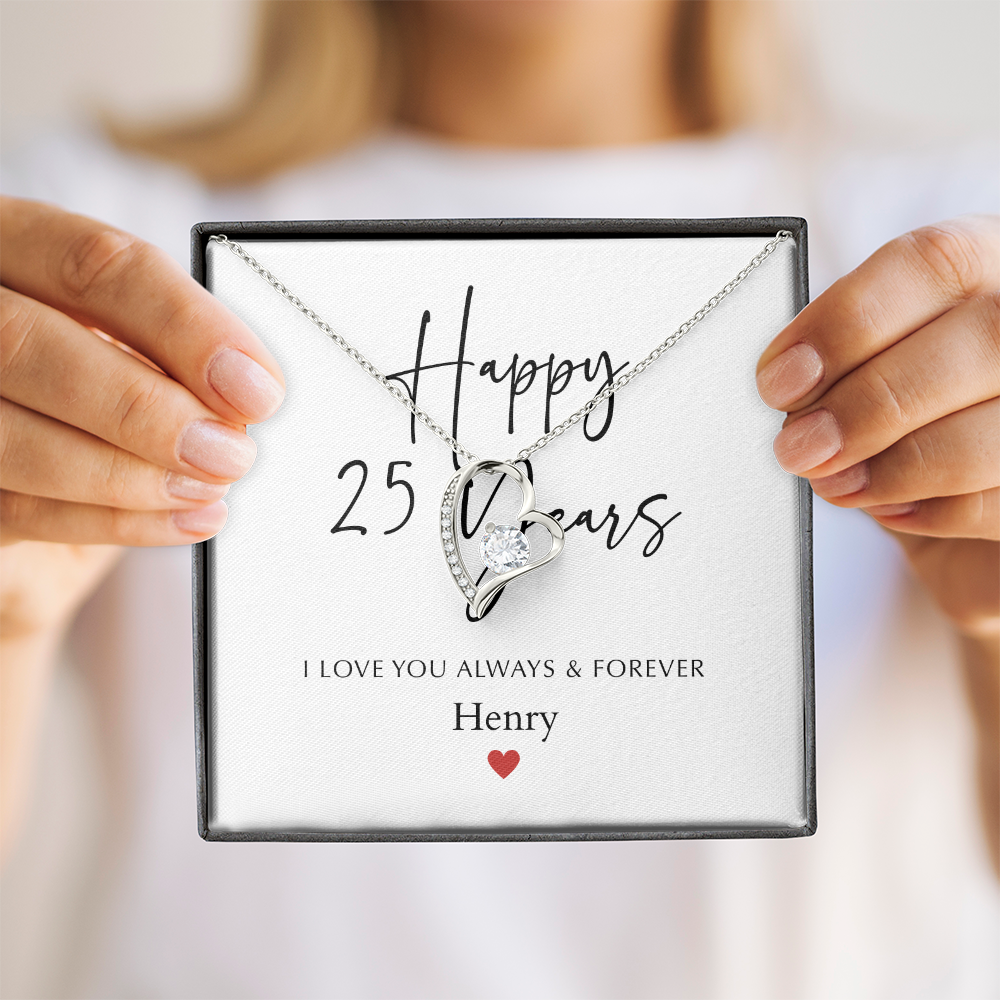 Personalized Happy Twenty-Five Year Anniversary-Forever Love Necklace