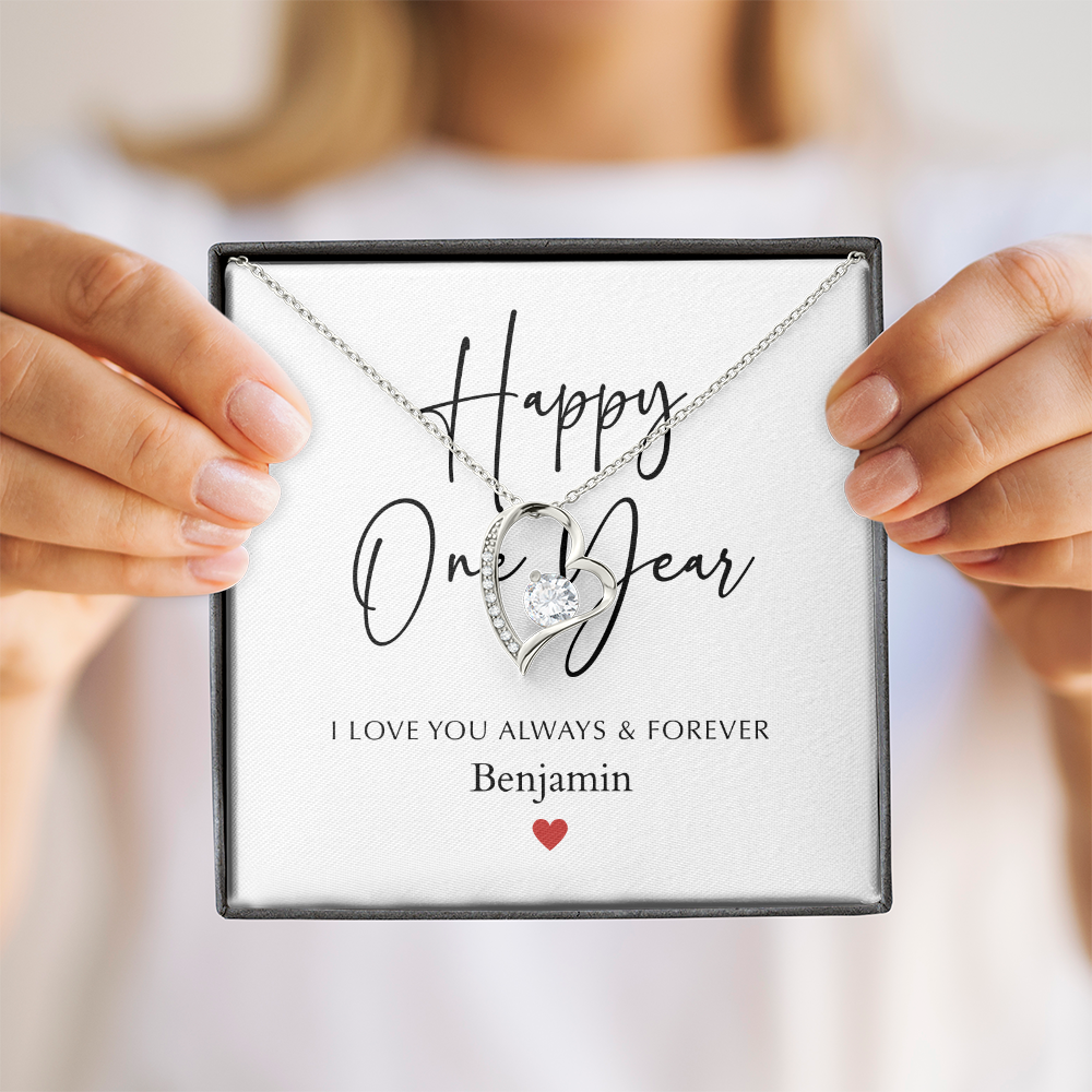 Personalized Happy One Year Anniversary-Forever Love Necklace