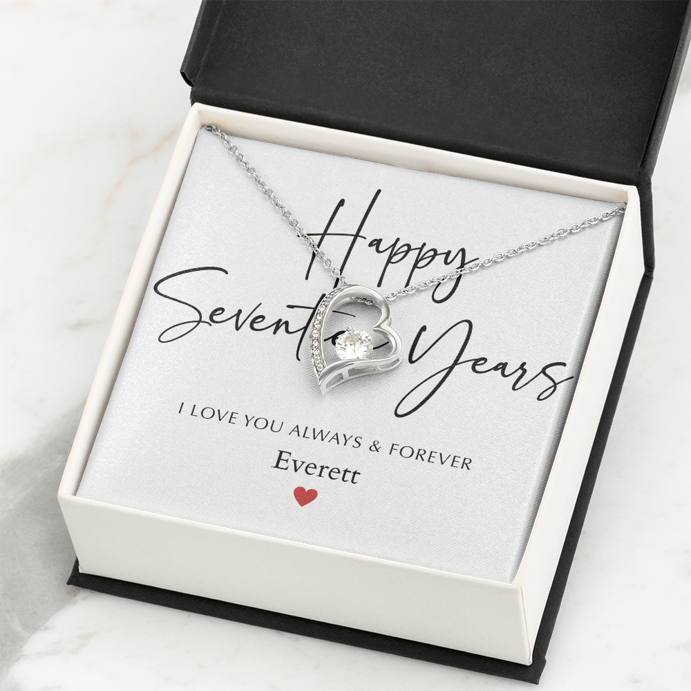 Personalized Happy Seventeen Year Anniversary-Forever Love Necklace
