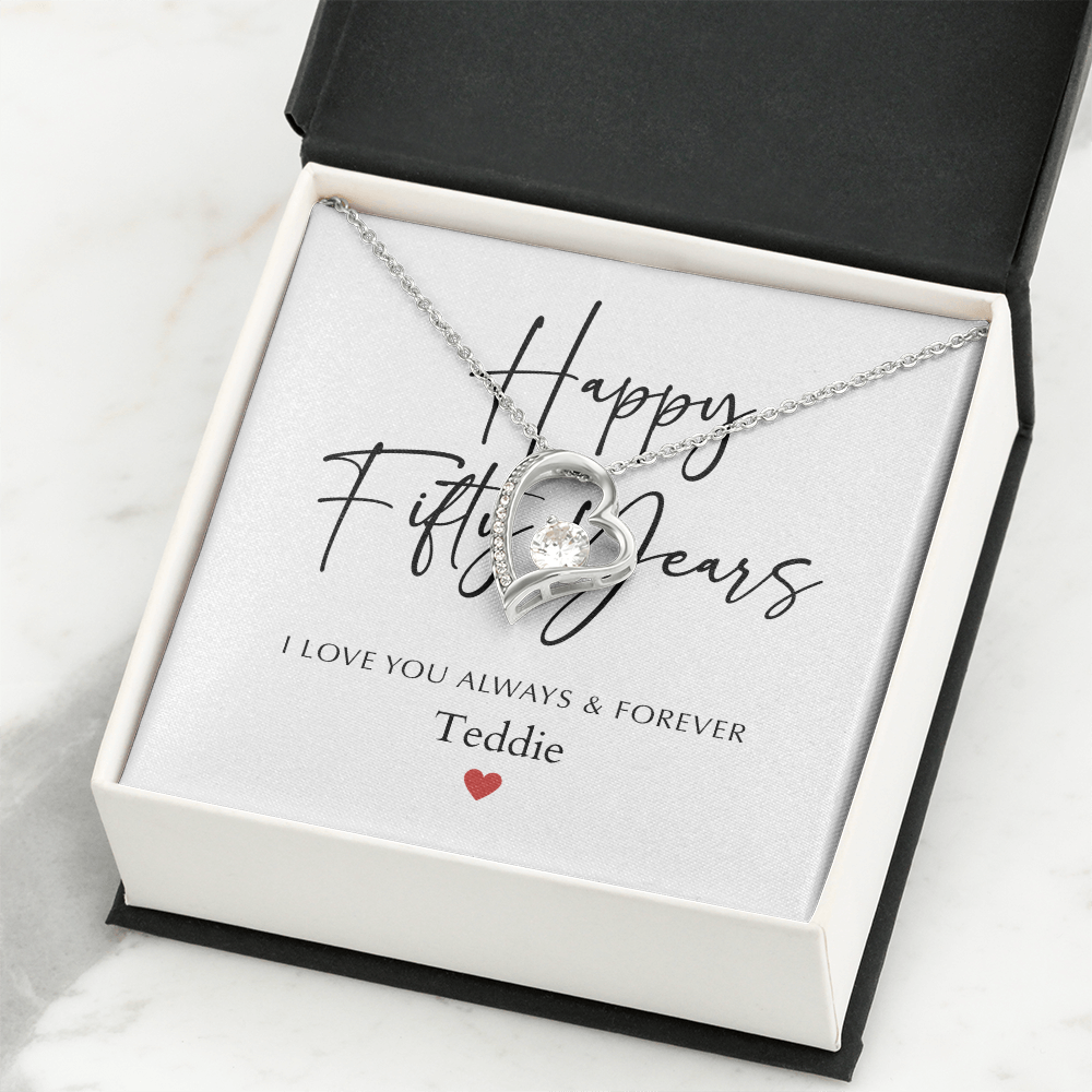 Personalized Happy Fifty Year Anniversary-Forever Love Necklace
