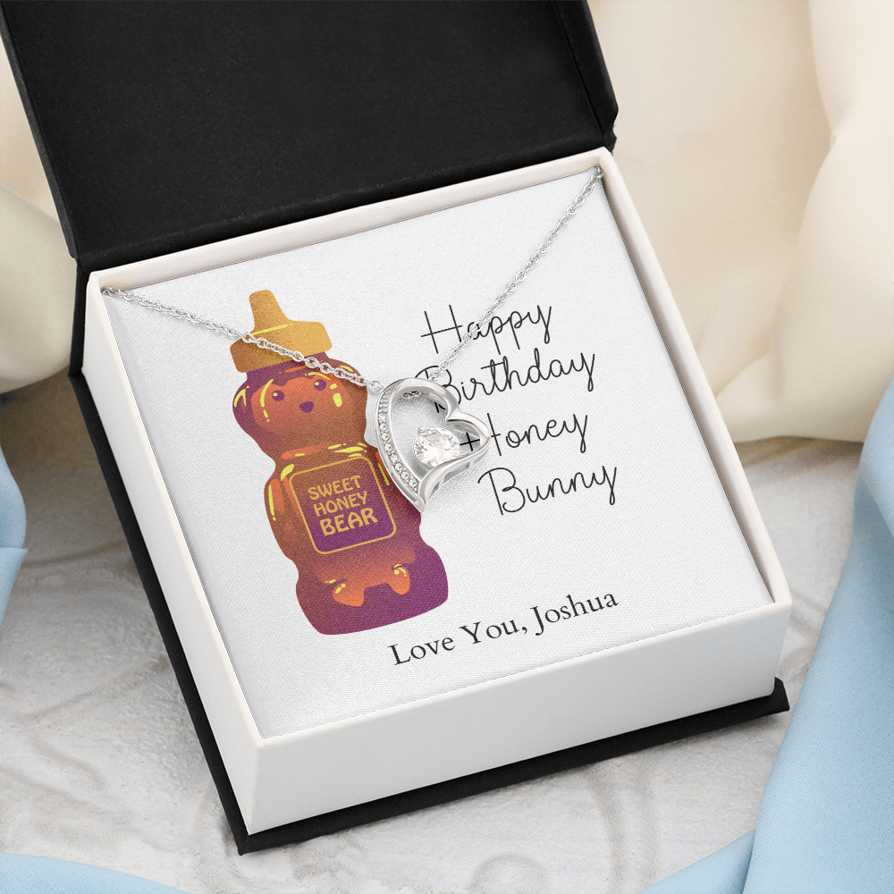 Personalized Happy Birthday- Honey Bunny- Forever Love Necklace