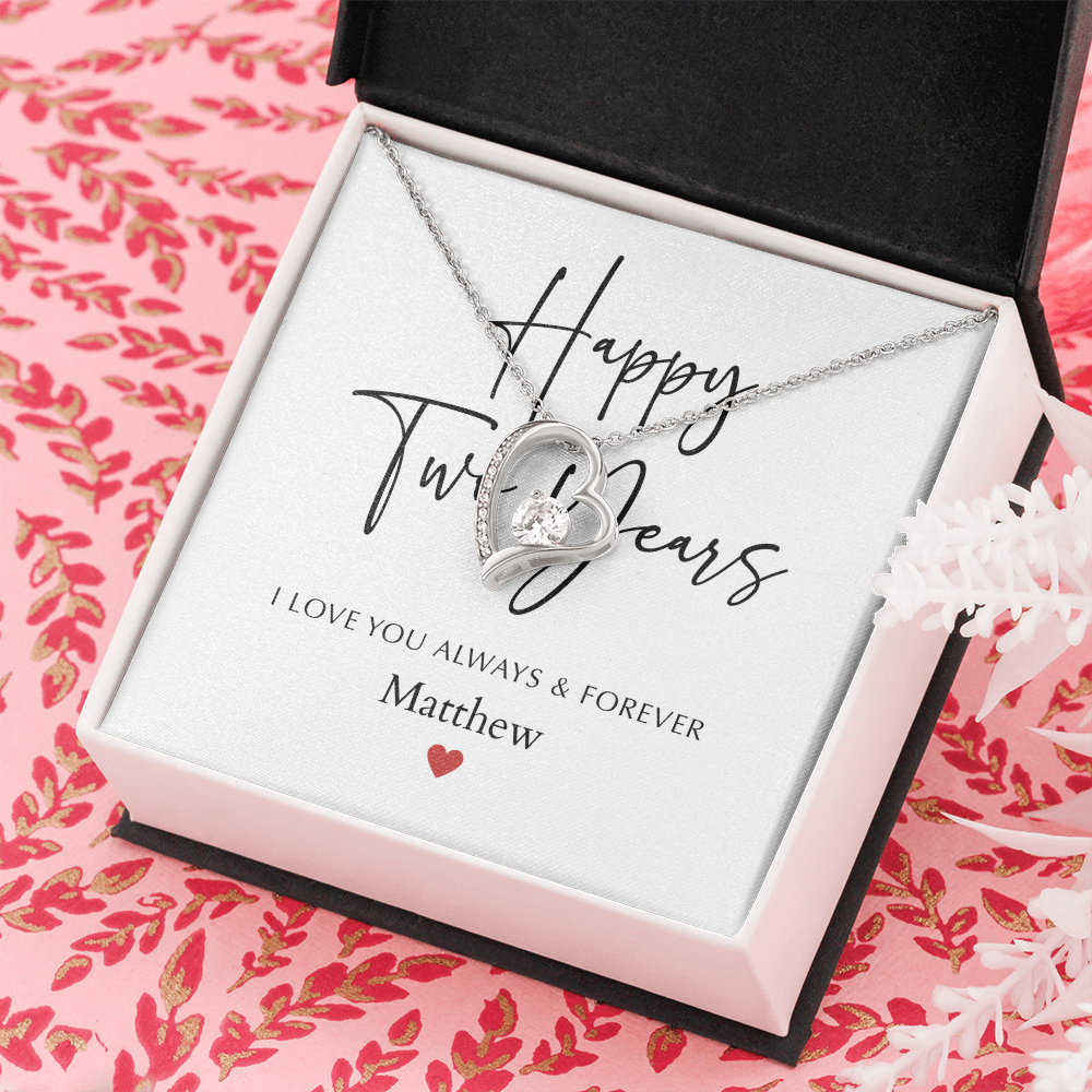 Personalized Happy Two Year Anniversary-Forever Love Necklace