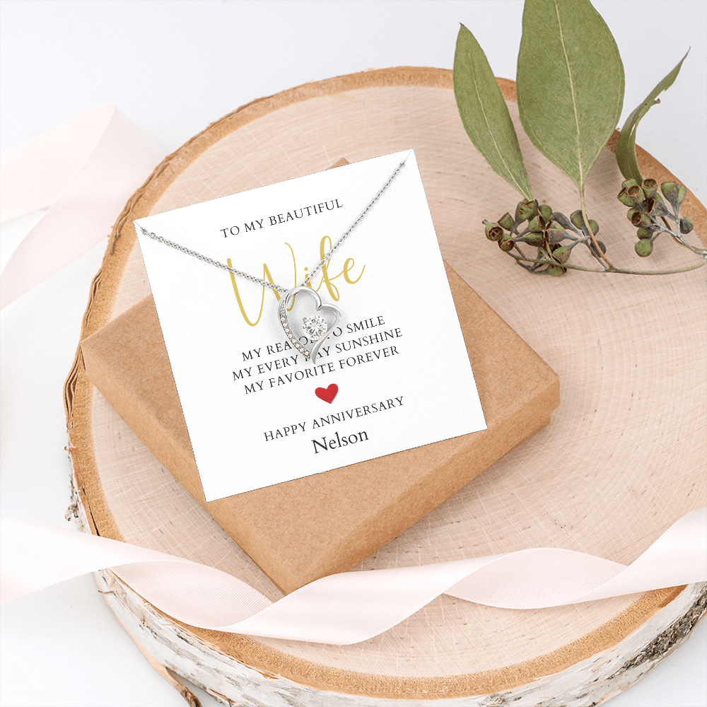 Personalized Anniversary-To My Beautiful Wife- Forever Love Necklace