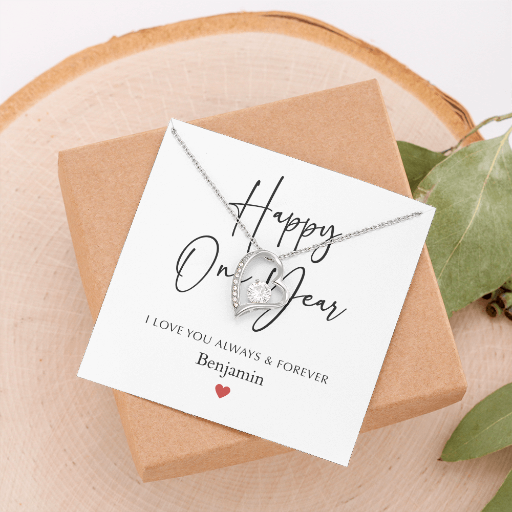 Personalized Happy One Year Anniversary-Forever Love Necklace