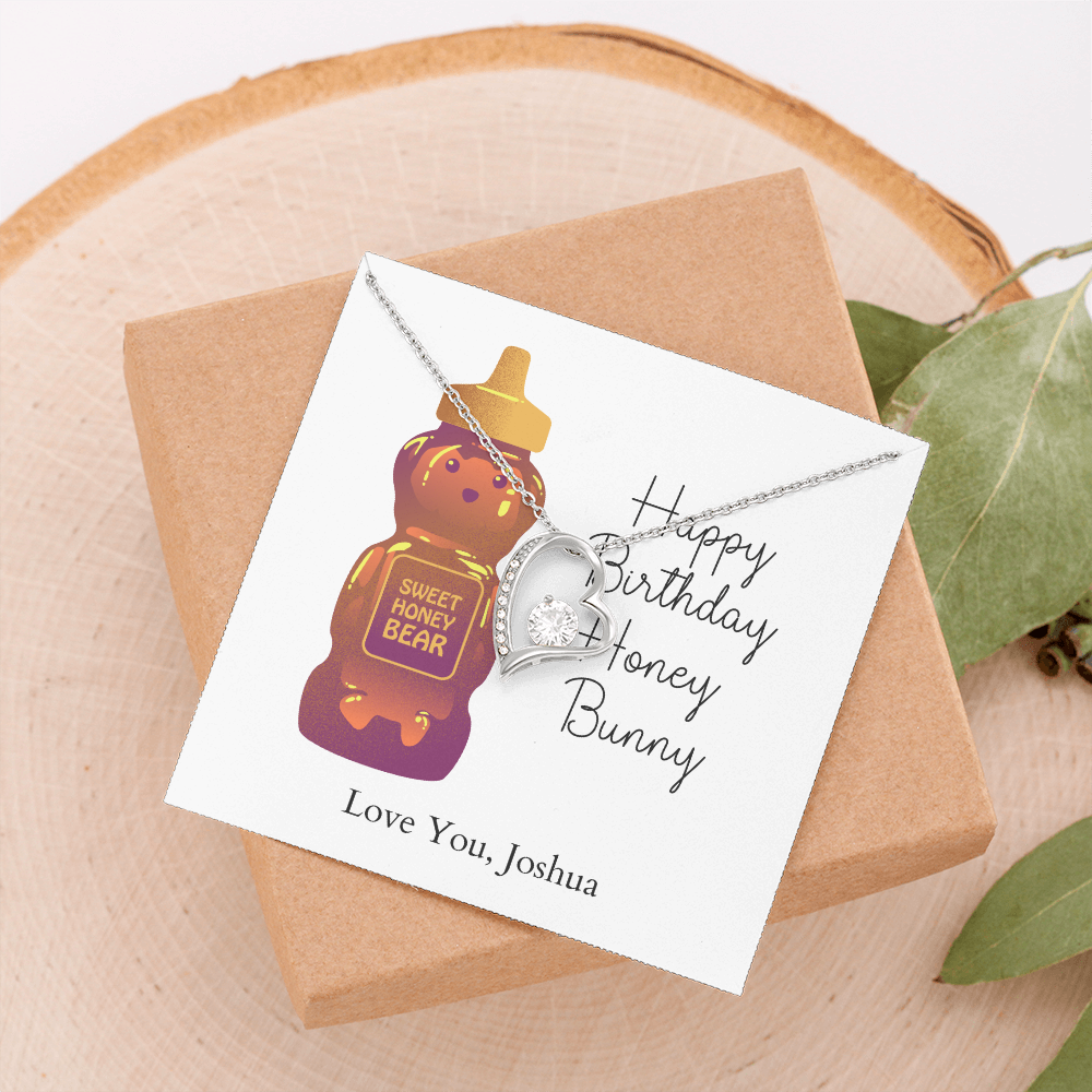 Personalized Happy Birthday- Honey Bunny- Forever Love Necklace