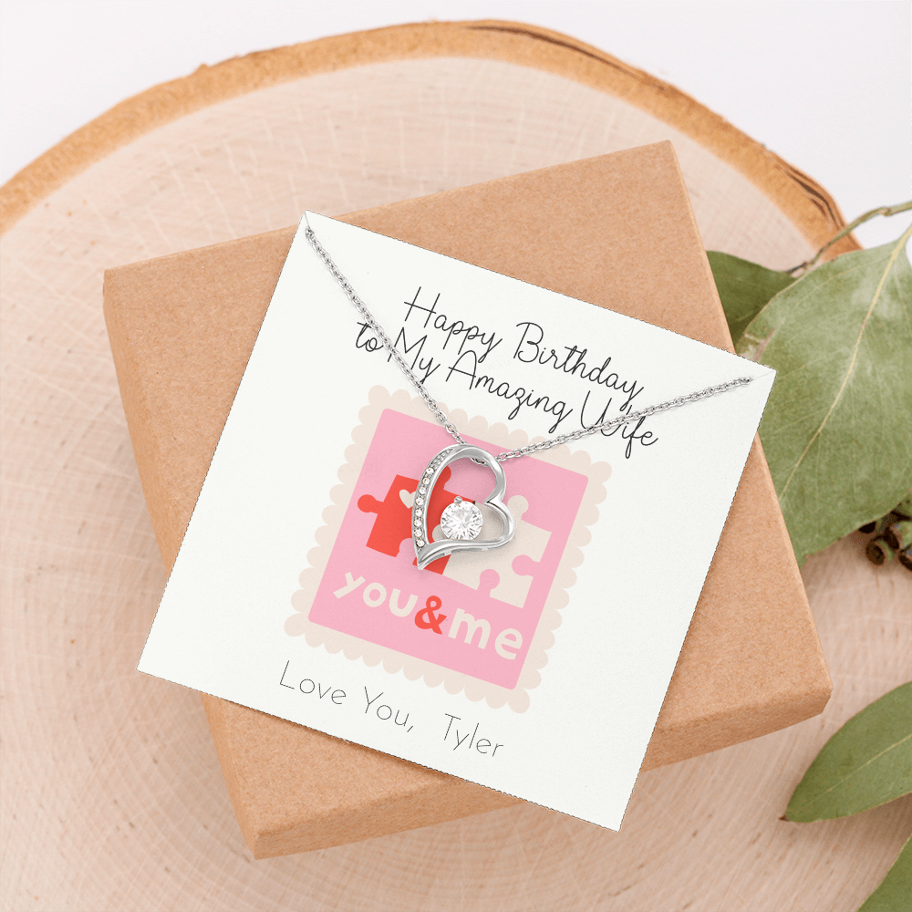 Personalized Happy Birthday- To My Amazing Wife- Forever Love Necklace