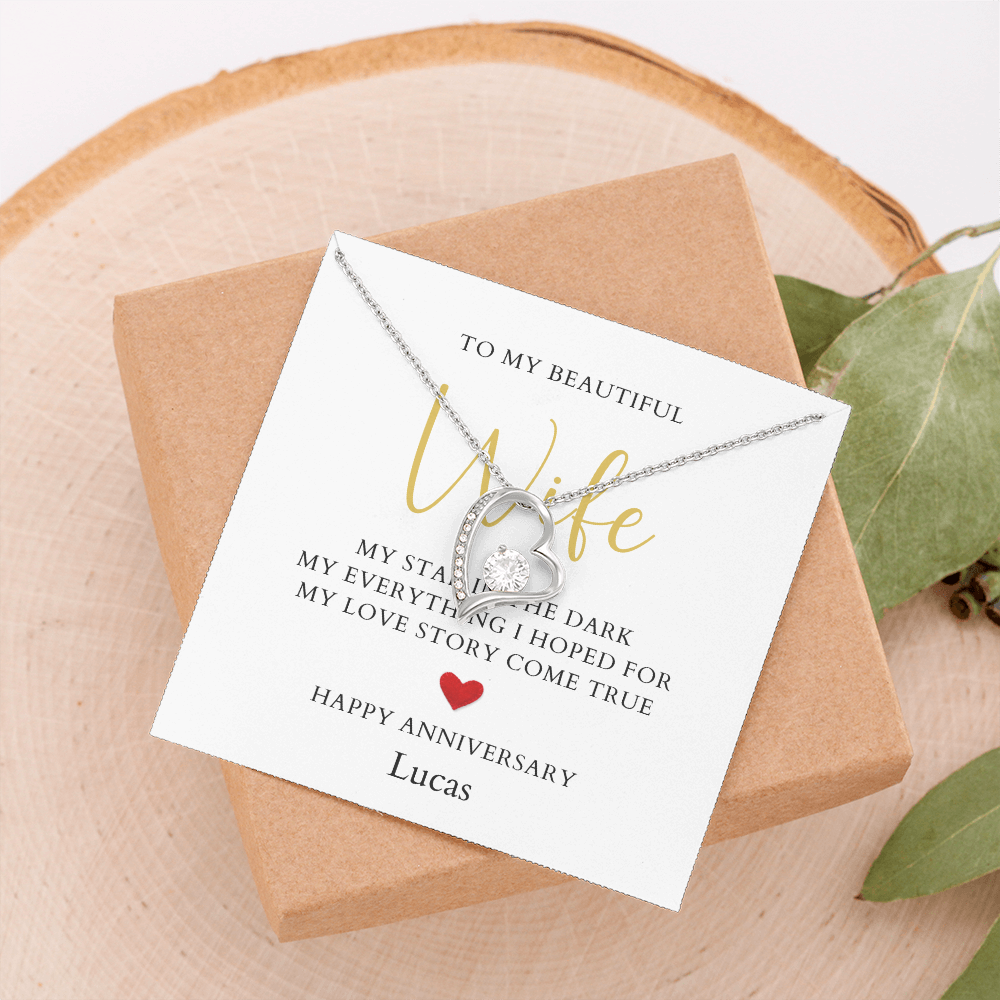 Personalized Anniversary-To My Beautiful Wife- Forever Love Necklace