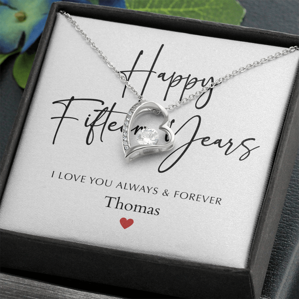 Personalized Happy Fifteen Year Anniversary-Forever Love Necklace