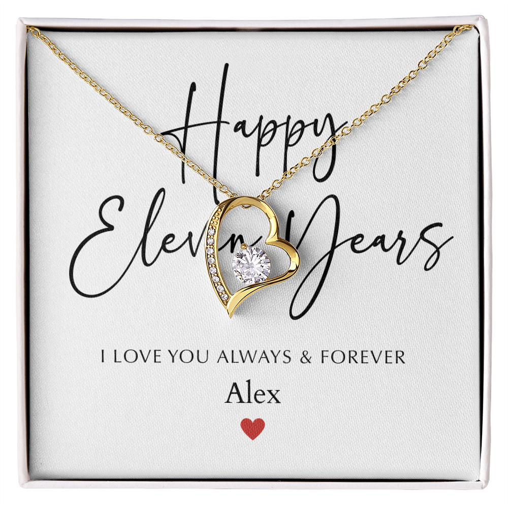 Personalized Happy Eleven Year Anniversary-Forever Love Necklace