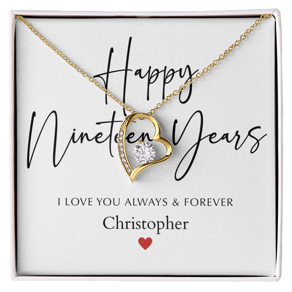 Personalized Happy Nineteen Year Anniversary-Forever Love Necklace