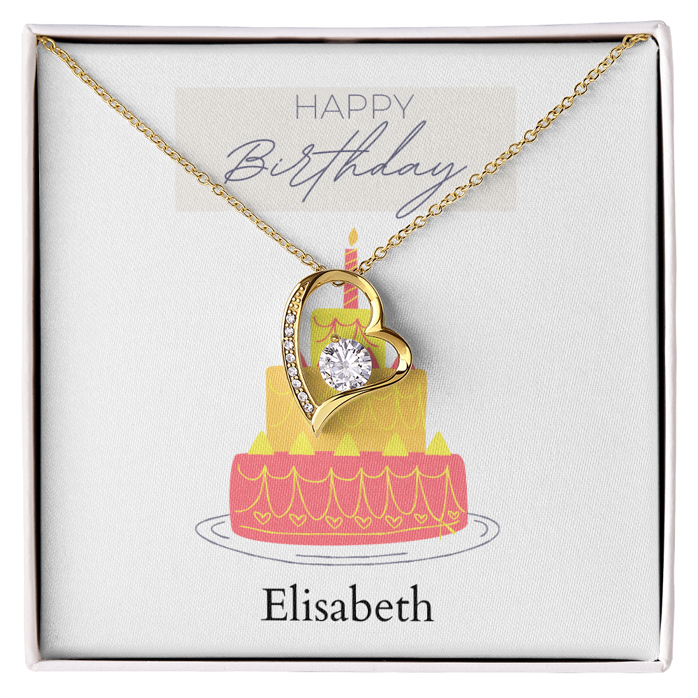 Personalized Happy Birthday- Parisian Cake Celebration-Forever Love Necklace