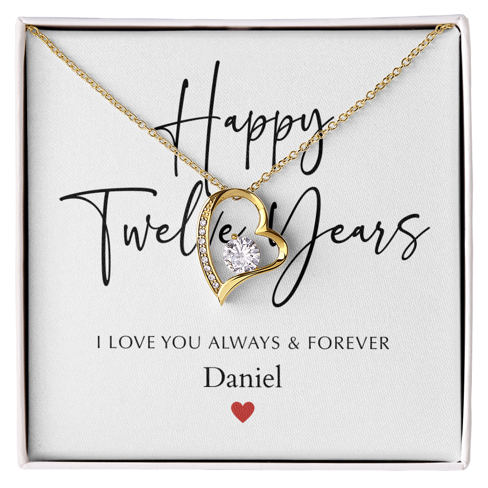 Personalized Happy Twelve Year Anniversary-Forever Love Necklace