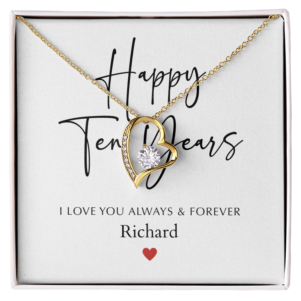 Personalized Happy Ten Year Anniversary-Forever Love Necklace