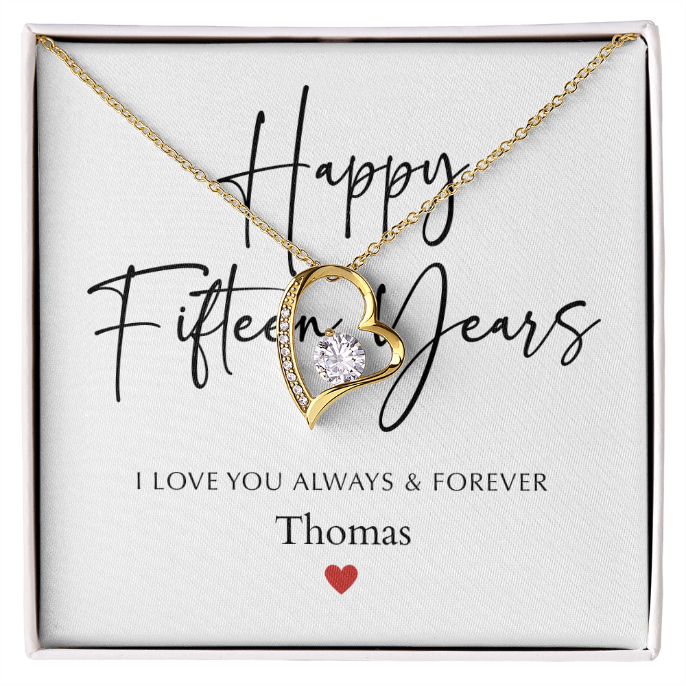 Personalized Happy Fifteen Year Anniversary-Forever Love Necklace