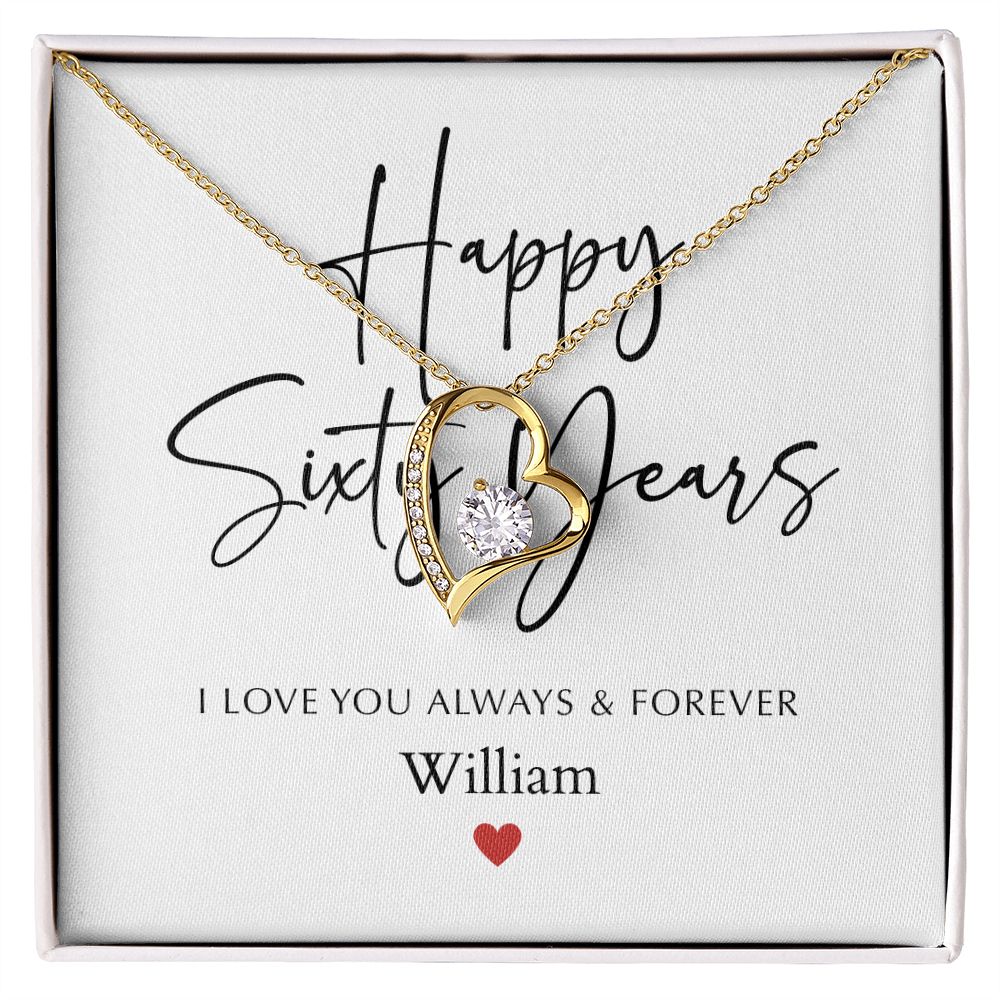 Personalized Happy Sixty Year Anniversary-Forever Love Necklace