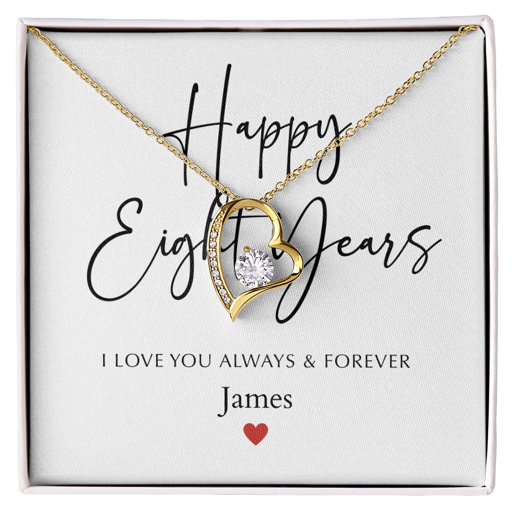 Personalized Happy Eight Year Anniversary-Forever Love Necklace