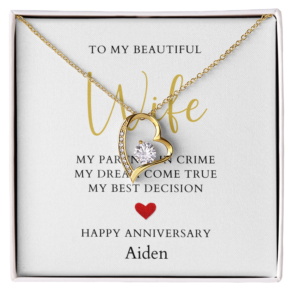 Personalized Anniversary-To My Beautiful Wife- Forever Love Necklace