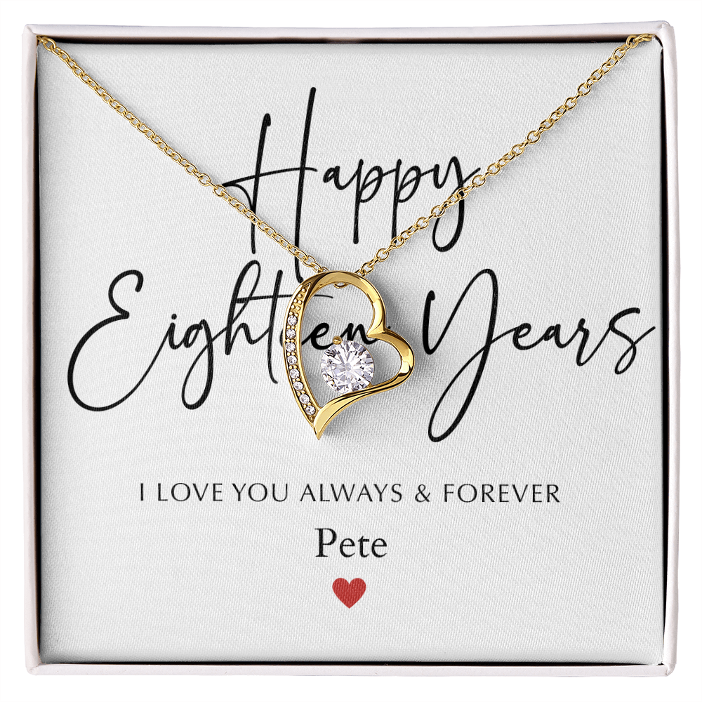 Personalized Happy Eighteen Year Anniversary-Forever Love Necklace