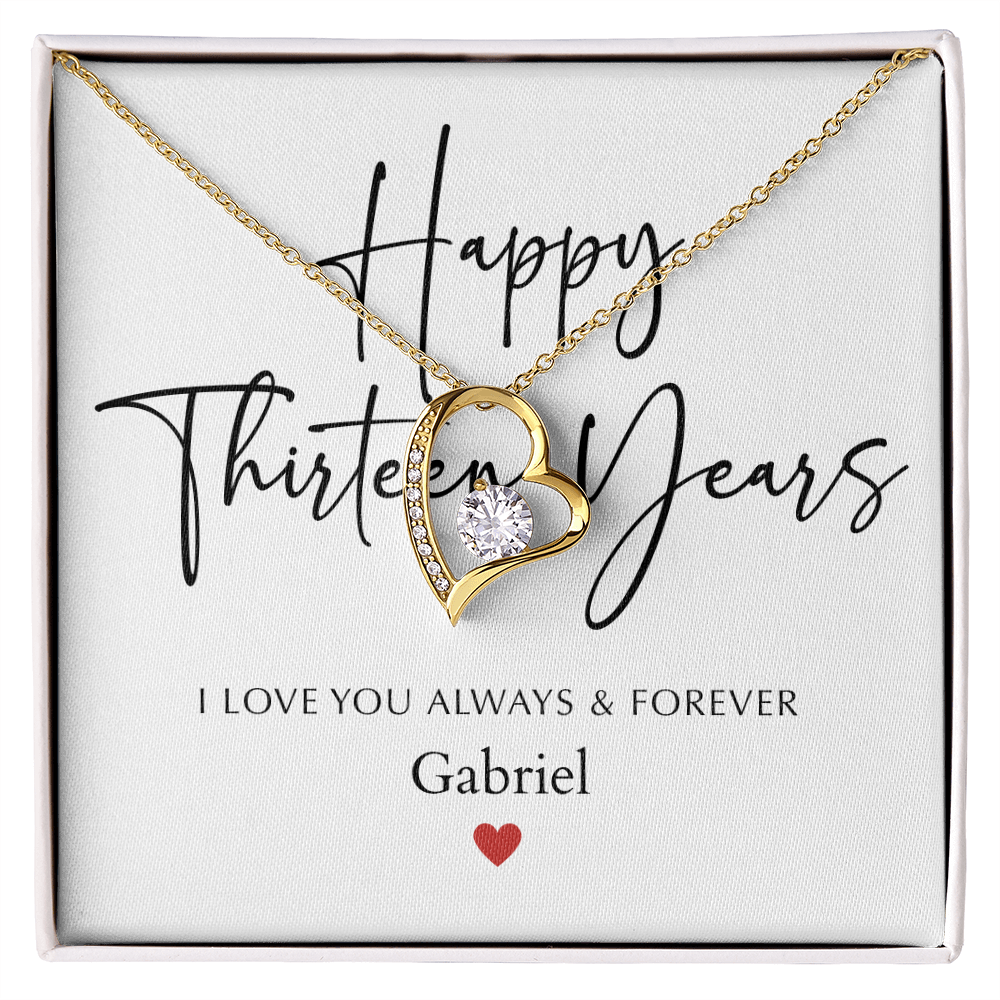Personalized Happy Thirteen Year Anniversary-Forever Love Necklace