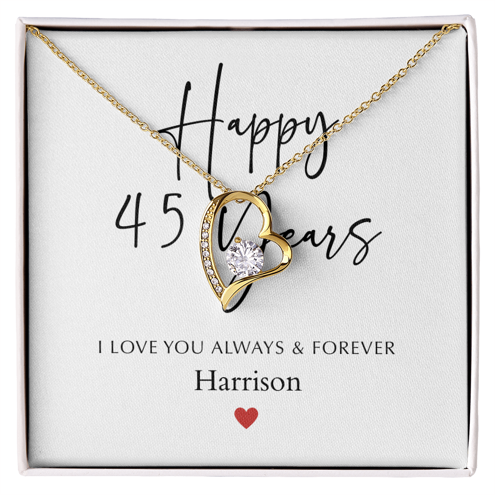 Personalized Happy Fourty-Five Year Anniversary-Forever Love Necklace