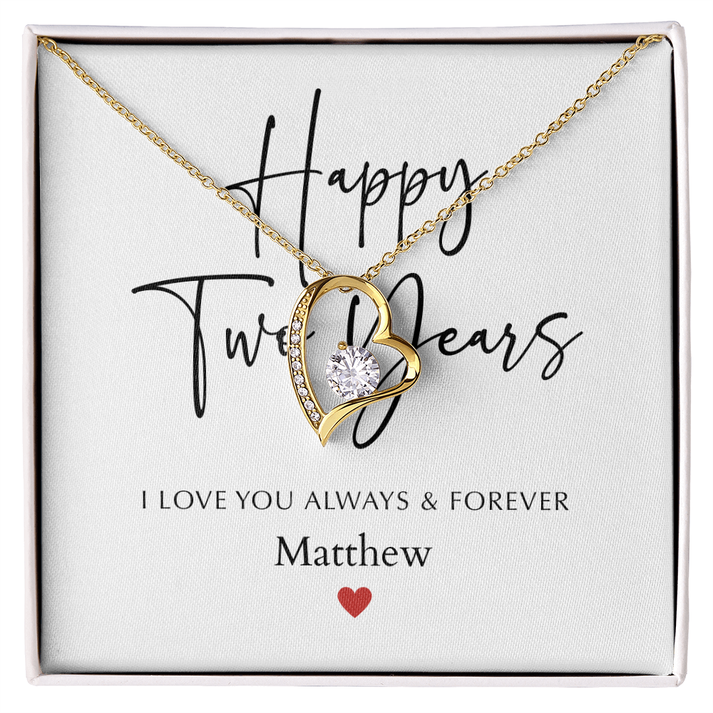 Personalized Happy Two Year Anniversary-Forever Love Necklace