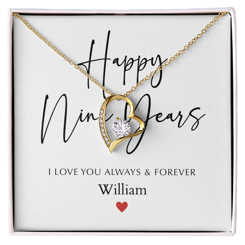 Personalized Happy Nine Year Anniversary-Forever Love Necklace