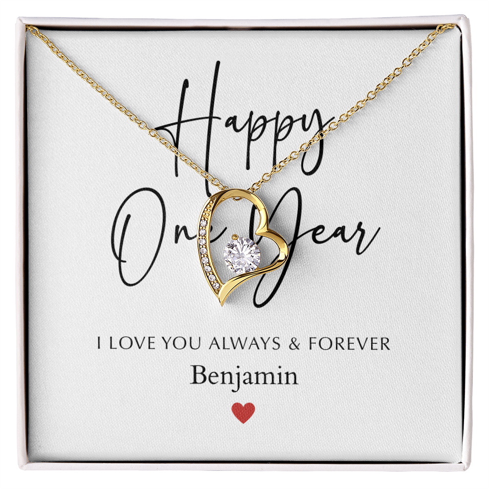 Personalized Happy One Year Anniversary-Forever Love Necklace