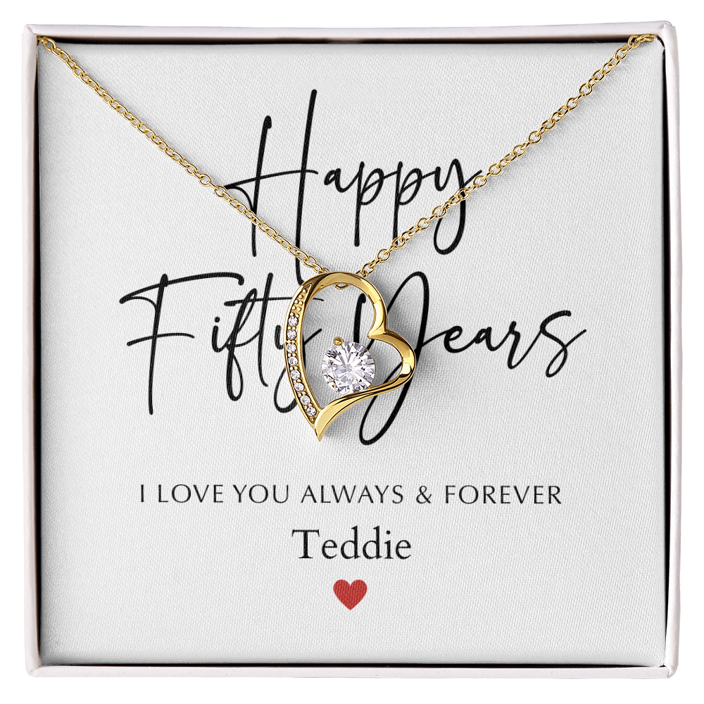 Personalized Happy Fifty Year Anniversary-Forever Love Necklace