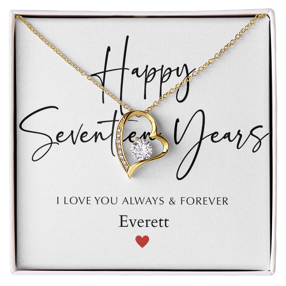 Personalized Happy Seventeen Year Anniversary-Forever Love Necklace