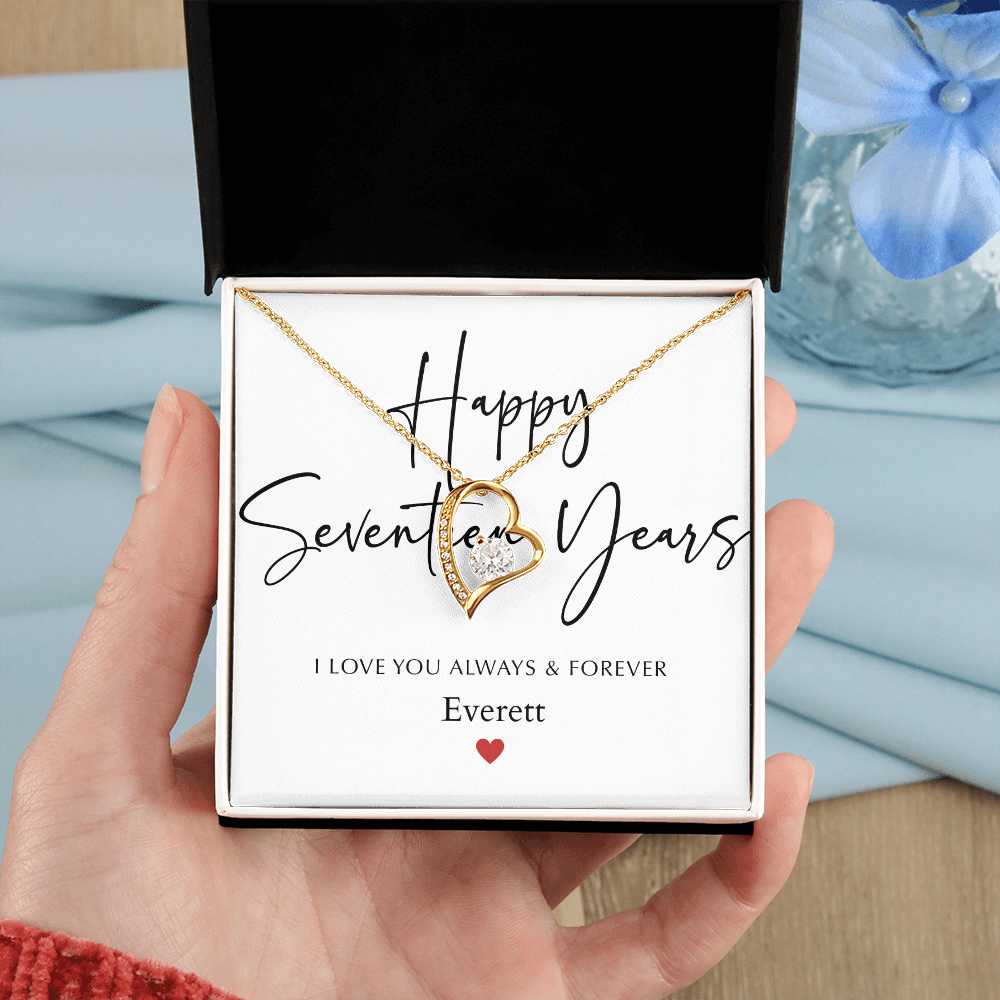 Personalized Happy Seventeen Year Anniversary-Forever Love Necklace