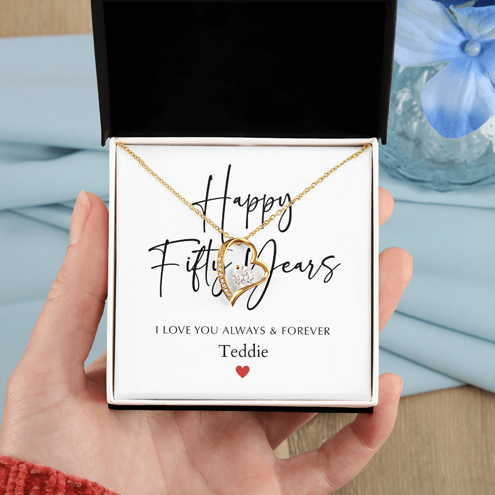Personalized Happy Fifty Year Anniversary-Forever Love Necklace