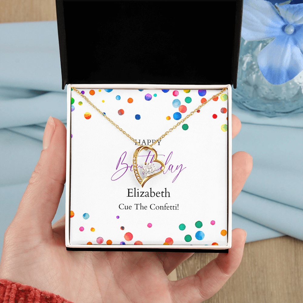 Personalized Happy Birthday- Watercolor Confetti Dots- Forever Yours Necklace