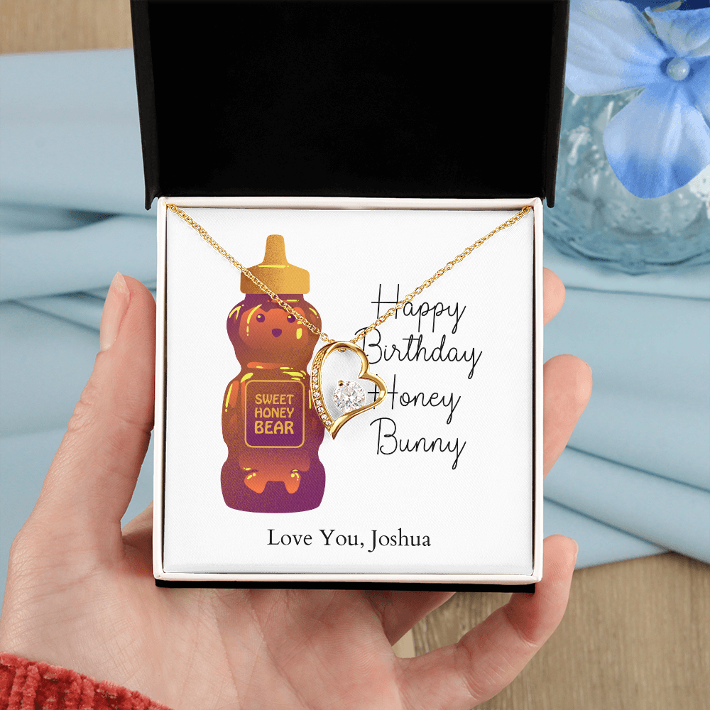 Personalized Happy Birthday- Honey Bunny- Forever Love Necklace