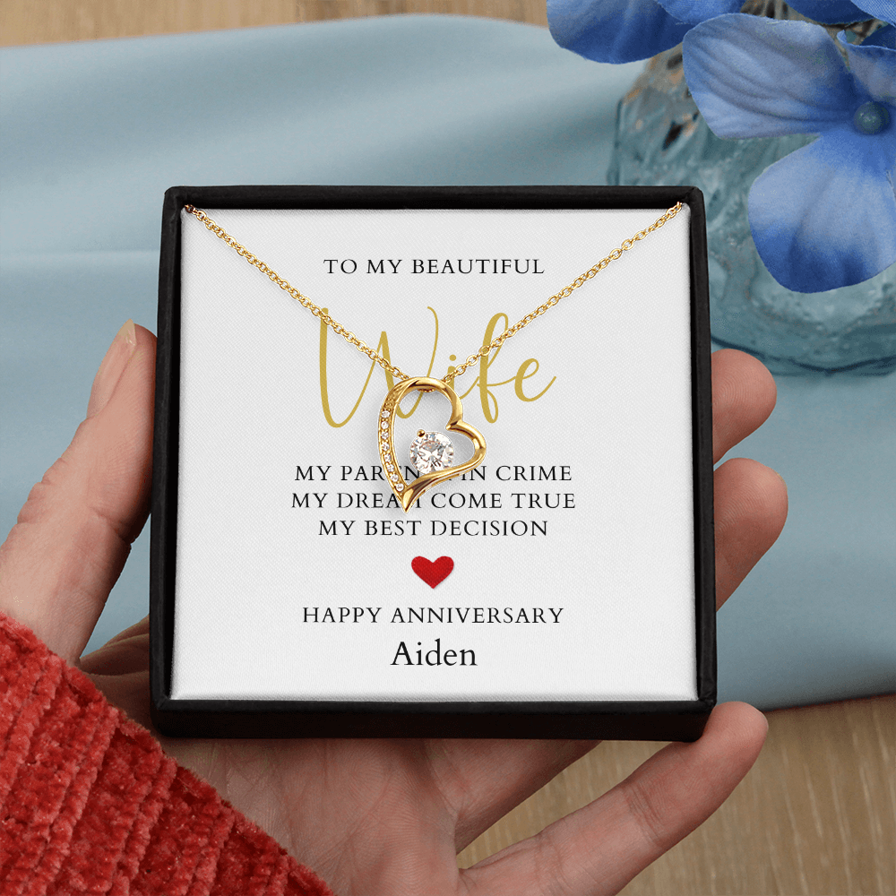 Personalized Anniversary-To My Beautiful Wife- Forever Love Necklace