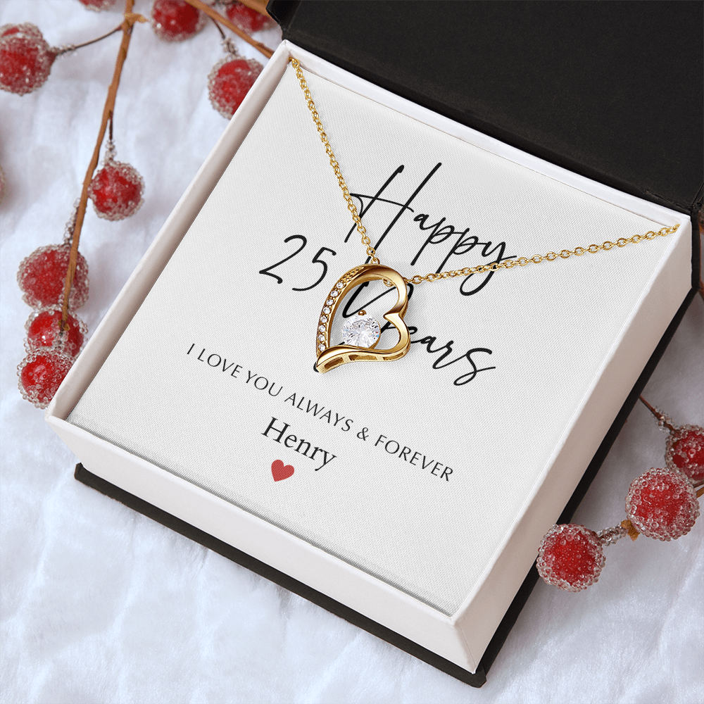 Personalized Happy Twenty-Five Year Anniversary-Forever Love Necklace