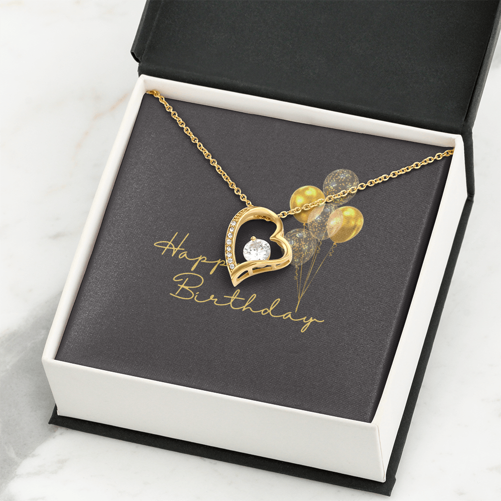 Happy Birthday- Black & Gold- Forever Love Necklace