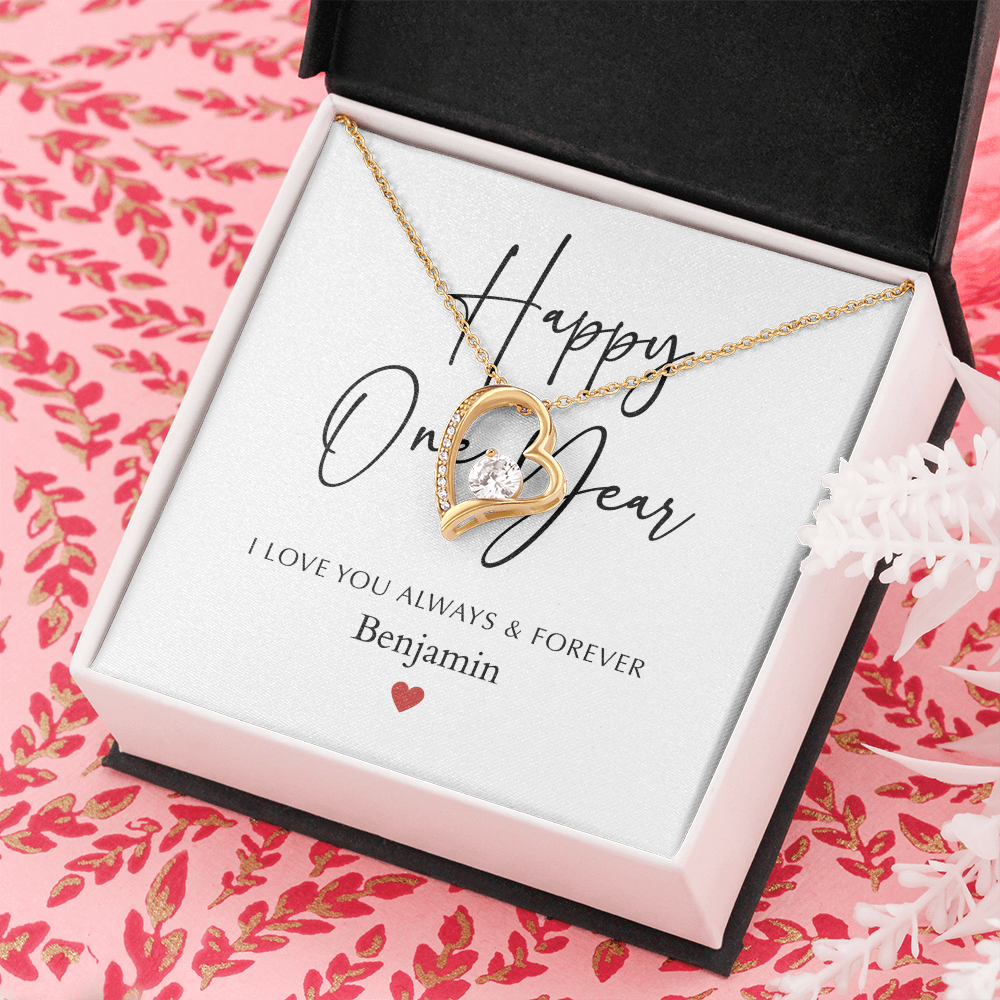 Personalized Happy One Year Anniversary-Forever Love Necklace