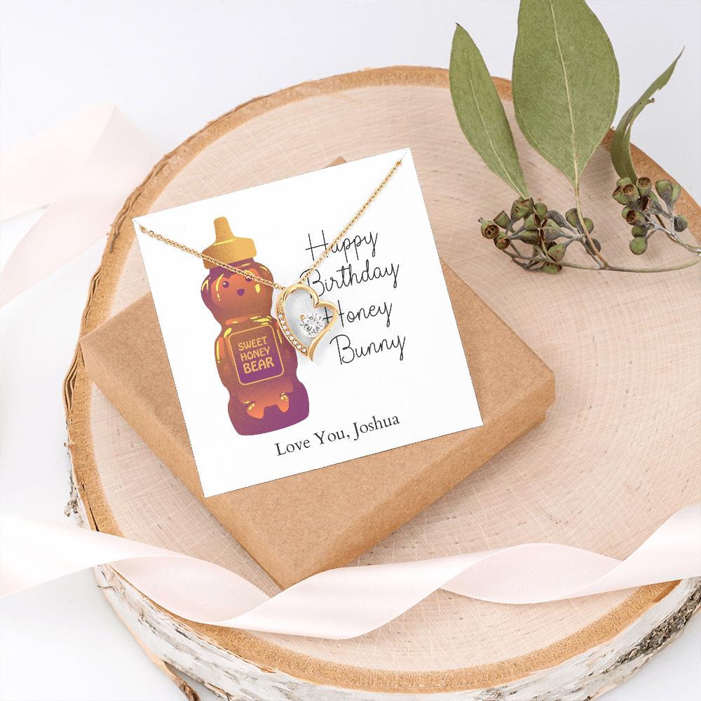 Personalized Happy Birthday- Honey Bunny- Forever Love Necklace