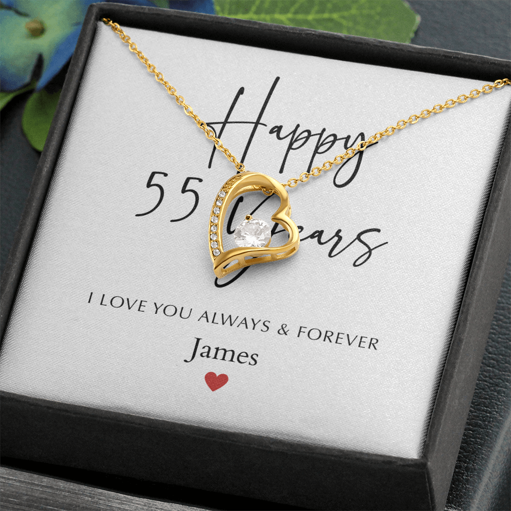 Personalized Happy Fifty-Five Year Anniversary-Forever Love Necklace