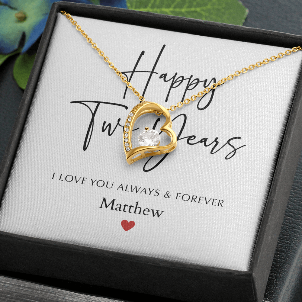 Personalized Happy Two Year Anniversary-Forever Love Necklace