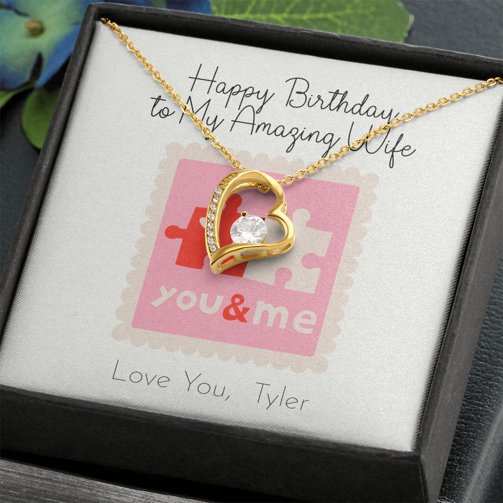 Personalized Happy Birthday- To My Amazing Wife- Forever Love Necklace