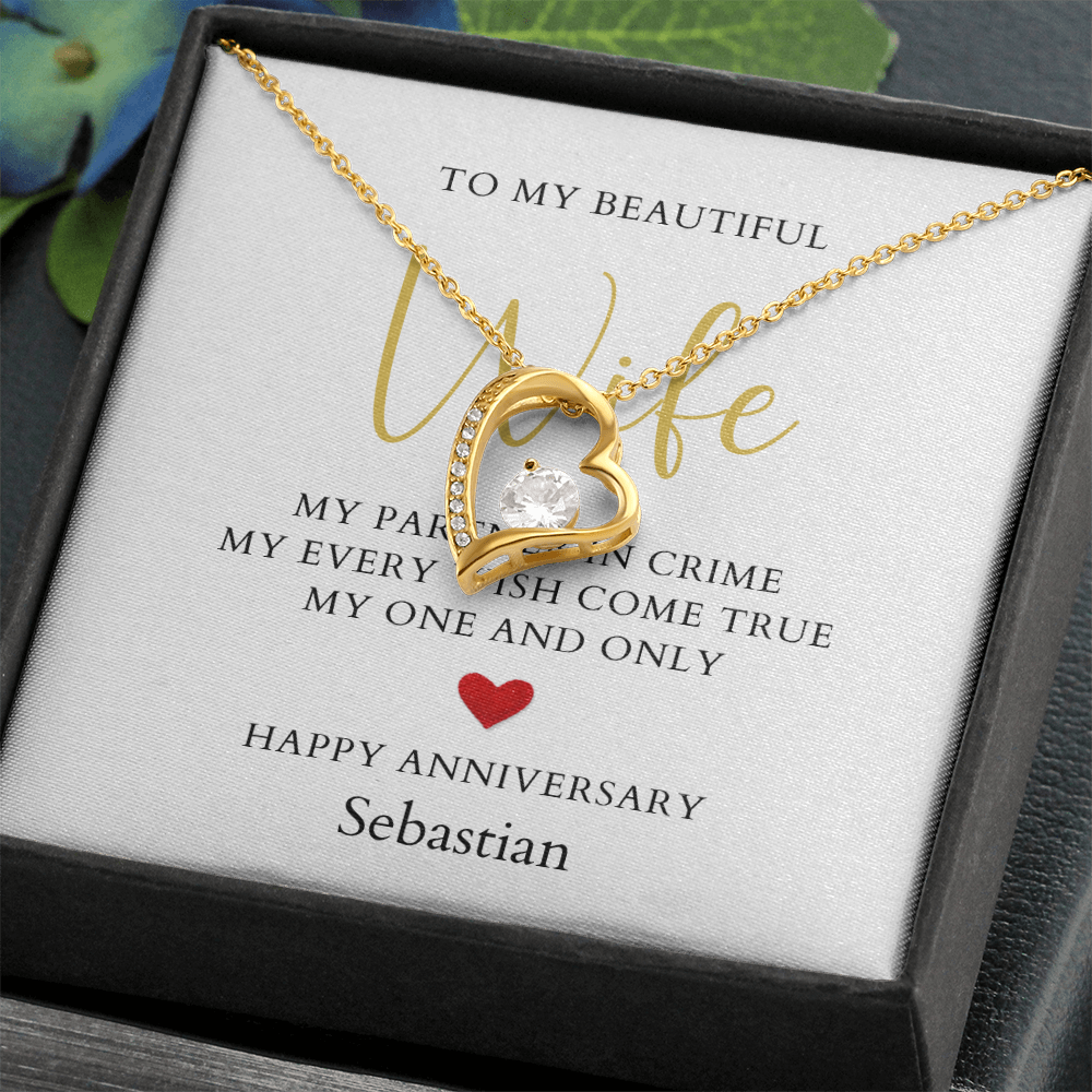 Personalized Anniversary-To My Beautiful Wife- Forever Love Necklace