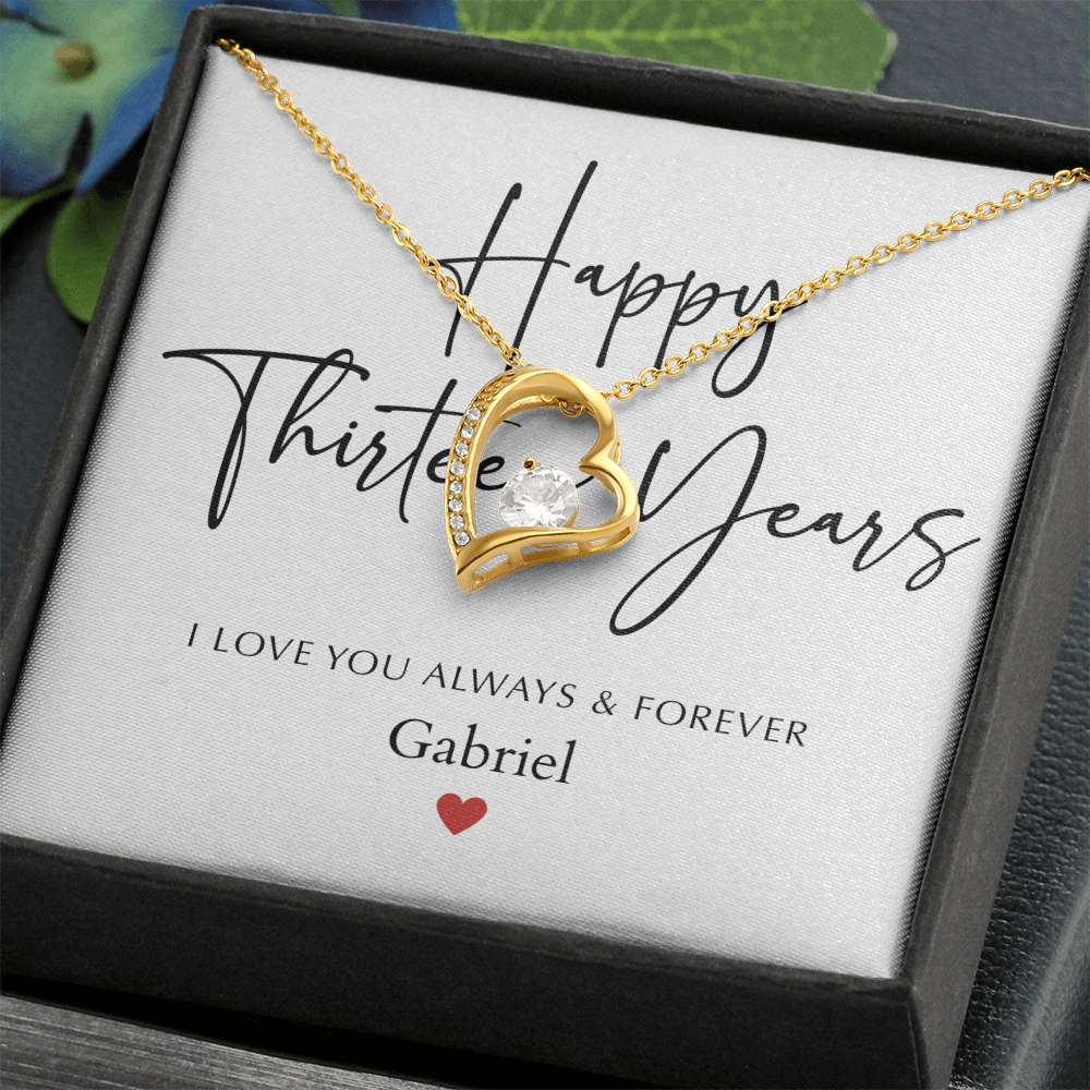 Personalized Happy Thirteen Year Anniversary-Forever Love Necklace